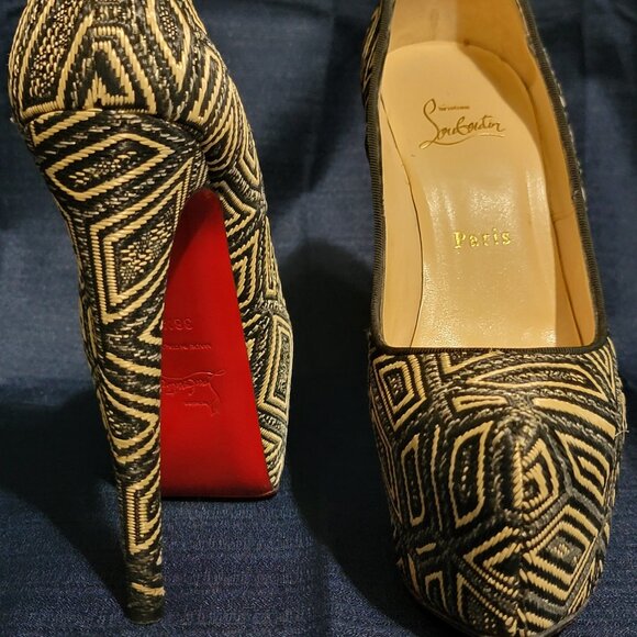 Christian Louboutin Panama Geometrico Daffodile Platform Pump size EU 38.5 - Picture 2 of 7